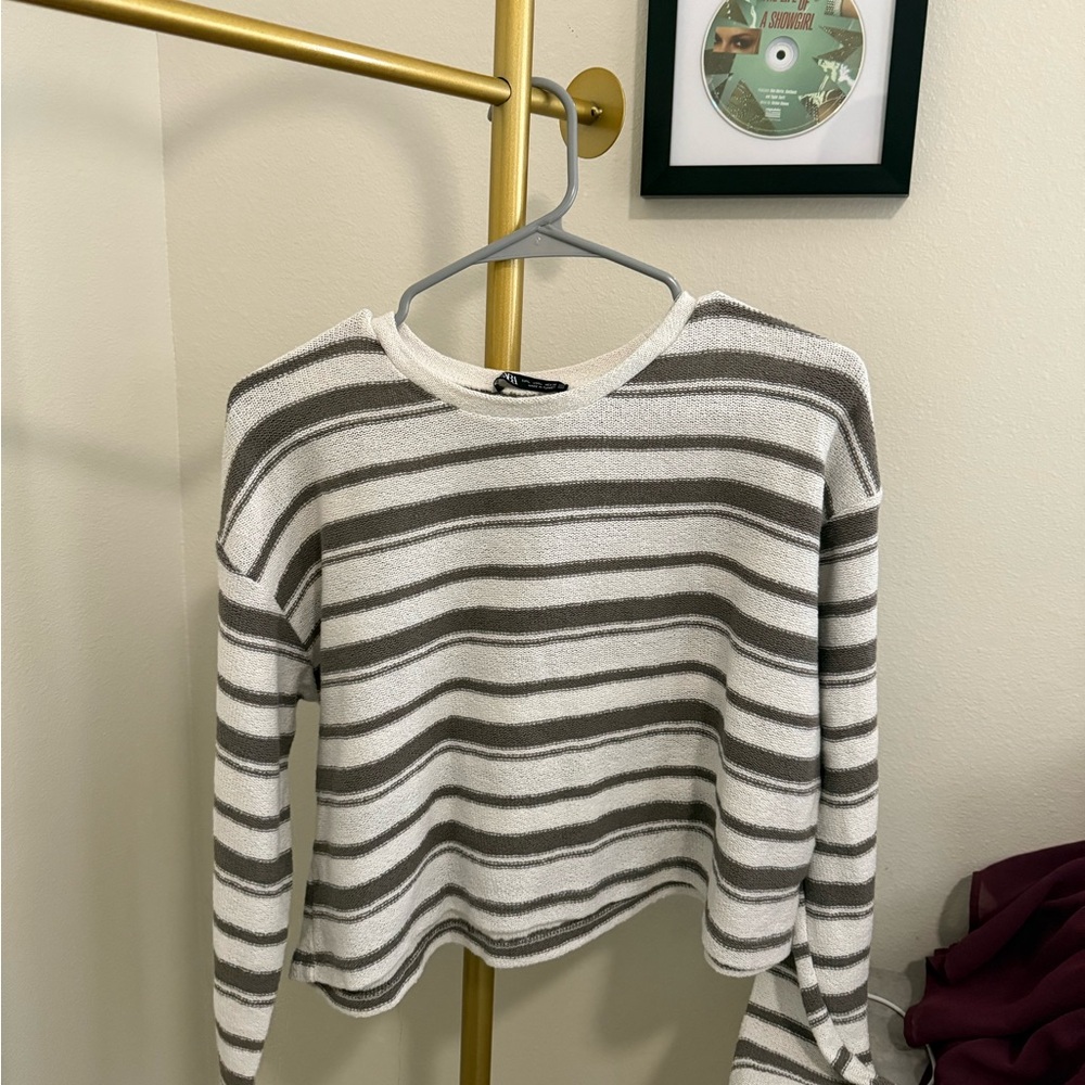 Zara Beige and Brown Knit Top